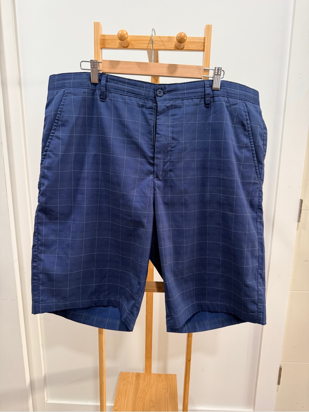 Sunice Navy Windowpane Flat-Front Shorts